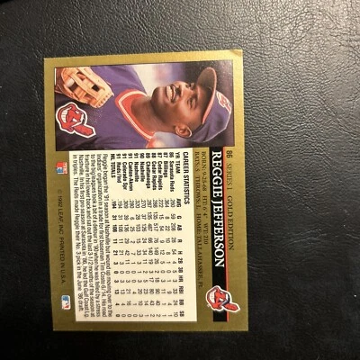 C55c 1992 Leaf Black Gold Edition #86 Reggie, Jefferson, Cleveland Indians - Image 1 of 2