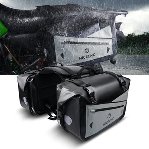 2x PVC Waterproof Motorcycle Soft Saddlebags Motorbike Side Panniers Luggage - Picture 1 of 13