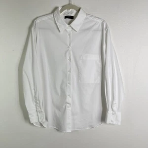 Tahari Blouse Women's Large L White Classic Button Up Preppy Crisp Dress Shirt - Picture 1 of 6