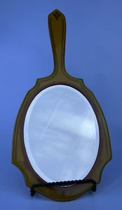 Amber Pyralin Hand Mirror ~Art Deco ~ Beveled Glass ~ 1920s - Picture 1 of 9