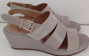 Clarks Womens Un Plaza Go Stone Suede/Leather Combi Slingbacks Size 7-1/2 MED US - Picture 1 of 12