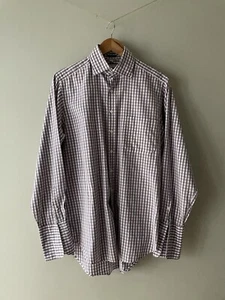 Boden Superfine Cotton Formal Shirt 15" Collar French Cuffs Purple White Check - Picture 1 of 10