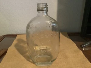 "Old Quaker" 8” Vintage Prohibition Half Pint Whiskey Bottle Clear Embossed - Picture 1 of 4