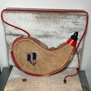 Bolso Vintage Bota Gamuza Cuero Cantimplora Agua Vino 1 Litro Hecho en España 10"x6.5" - Imagen 1 de 24