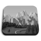 Square MDF Magnets - BW - 3D Cartoon Mountain Road Ski  #42398