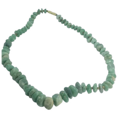 18” Vintage Graduated Green Aventurine & Brass Gemstone Necklace - Image 1 of 4