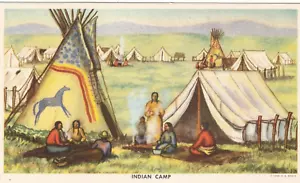 Vintage Indian Camp Artist Painting Andrew Standing Soldier Postcard - Picture 1 of 2