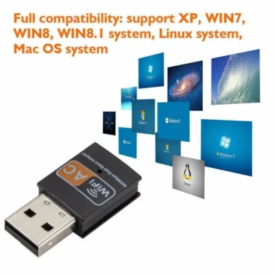 600Mbps WLAN Stick Dual Band 2.4GHz / 5GHz WIFI Dongle USB Wireless Adapter AC - Image 1 of 4