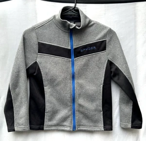 Spyder Black/Grey/Blue Full Zip Stryke Mid Weight Fleece Jacket 1415595 Y/M/7/8 - Picture 1 of 9