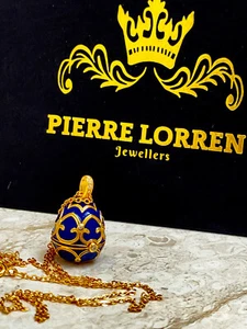 Faberge Anhänger Etwas Blau Hochzeitsschmuck Russisches Faberge Ei Schmuck Gold - Bild 1 von 13