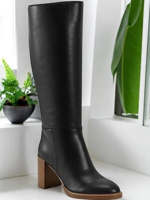 Botas hasta la rodilla de pantorrilla ancha de cuero sintético negras Marc Fisher Gabey 3 para mujer nuevas en caja Foto 1 de 4