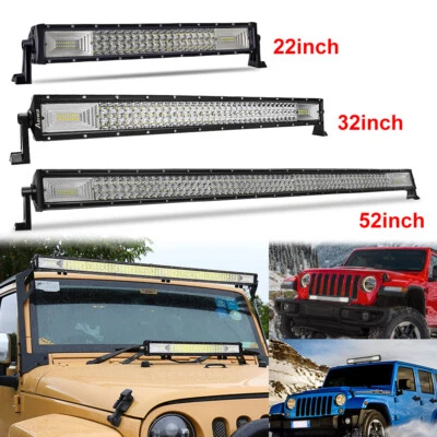 22''/32''/52'' LED Light Bar Flood Spot For Jeep Truck Offroad 4WD Work Driving - Image 1 of 4