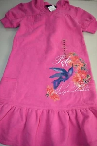 $75 NEW Ralph Lauren Girls Kids Dress Belmont Pink Flowers Bird Hood Ruffle 6 X - Picture 1 of 6