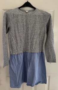 J. Crew Size Medium Mixed Media Dress Knit Chambray Gray Blue K4167 - Picture 1 of 4