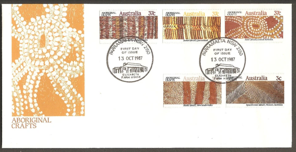 Australia Aboriginal Crafts Booklet FDC 1987 Elizabeth Farm House Parramatta NSW - Image 1 of 1