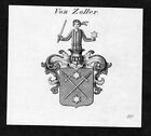 ca. 1820 Zoller Wappen Adel coat of arms Kupferstich antique print heraldry