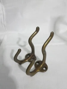 2 Brass Colored Coat Hat Wall Hooks - Picture 1 of 5