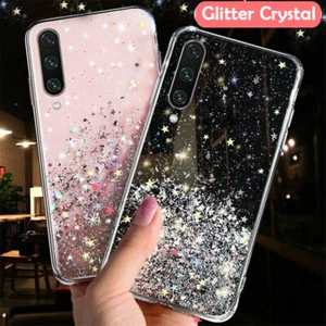 For Samsung Galaxy A20E A50 A40 A16 A55 Glitter Bling Clear TPU Phone Case Cover - Picture 1 of 16