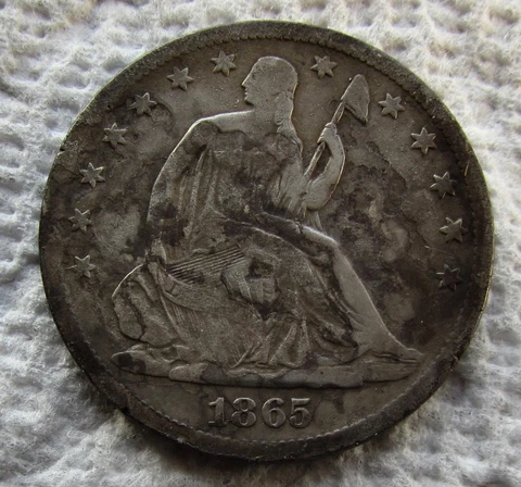 1865-S Seated Liberty Half Dollar Rare Key Civil War Date VF Detail Corroded Cover