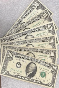 6 Assorted Cool Serial No. $10 Dollar Notes FRN Fr. 2018 BL22 - Picture 1 of 1