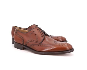 NEW | $795 SALVATORE FERRAGAMO 8.5 D COGNAC TAN DERBY LACE UP - Picture 1 of 14