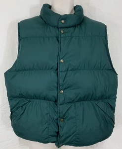 Vintage L.L. BEAN ~ Giubbotto imbottito uomo L Reg Large verde regolare a scatto DOWN - Foto 1 di 15