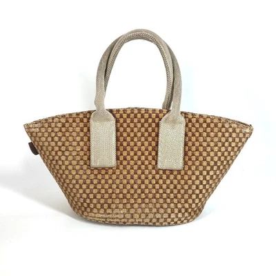 HERMES Panier Bus PM Bolso de Mano Bolso de Playa Bolso de Mano Lino Beige/Marrón Foto 1 de 4