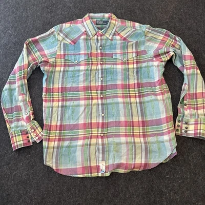 Vintage Polo Ralph Lauren Navajo Pearl Snap Shirt Men Sz L Aztec Embroidery RARE - Image 1 of 4