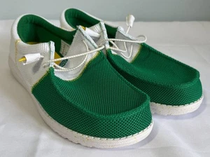 NWOT HEY DUDE Wally Tri Varsity Mesh Slip On Shoes Mens 12 Green/White Casual - Picture 1 of 11