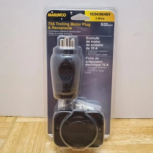 Marinco 12VCPS3 Trolling Motor 70Amp Plug & Receptacle Black 3-Wire 12/24/36/48V - Picture 1 of 2