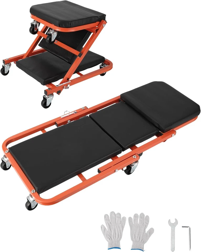 Foldable Garage Creeper Shop Seat Z-Creeper Seat On Wheels, 330 LBS Capacity
