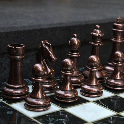 Chess Set with Storage 14.5" Marble & Wooden Board Handmade - Christmas Gift 🎁 - Image 1 of 4