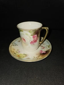 Antike Königliche Rudolstadt Preußen Blumen Demitasse und Untertasse - Bild 1 von 5
