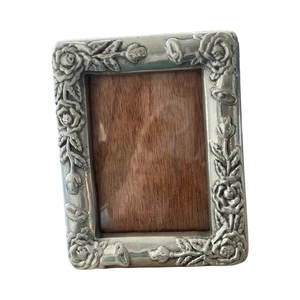 Vintage Pewter Picture Frame 3.5 x 5 Ornate Silver Heavy Metal - Picture 1 of 5