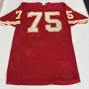 VTG Kansas City Chiefs Jersey Men Size L Russell Athletic #75 Ethan Driskell 90s - Picture 1 of 12