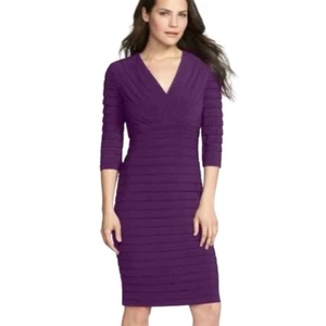 Adrianna Papell Pleated Jersey Sheath Dress Purple Size 6 NWT Party Cocktail  - Picture 1 of 11