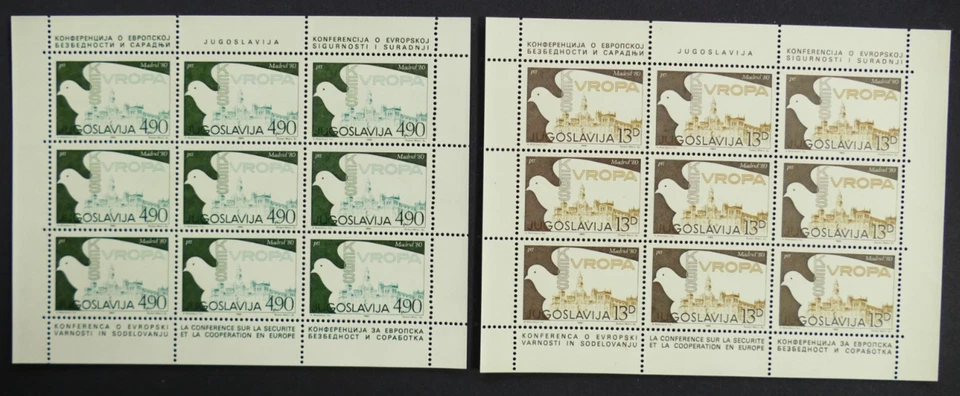 Yugoslavia Europa (Csce) Michel Número 1857-1858 Juego de hojas como nuevo (Al 869) Foto 1 de 1