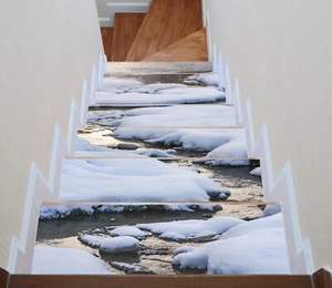 3D White Snow A177 Stair Risers Decoration Photo Mural Vinyl Wallpaper Vera - Bild 1 von 6