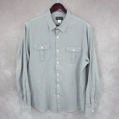Vtg Structure Shirt Mens XL Gray Slim Fit Button Up Long Sleeve Pockets Cotton - Image 1 of 4