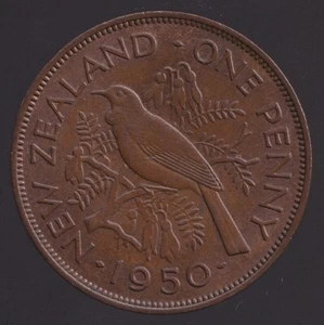New Zealand 1950 One Penny George VI - almost Uncirculated - Picture 1 of 3