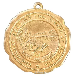 Das große Siegel des Staates Montana Anhänger, 14K vergoldet T7704 - Bild 1 von 5
