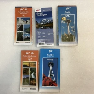 Lot Of 5 Northwest Regional Maps Washington Oregon Seattle OldPaperMaps - Picture 1 of 12