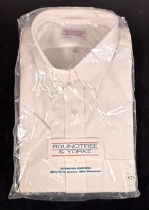 Roundtree & Yorke Dillards Men's Blended Oxford Short Sleeve White Shirt Sz 17.5 - Picture 1 of 7