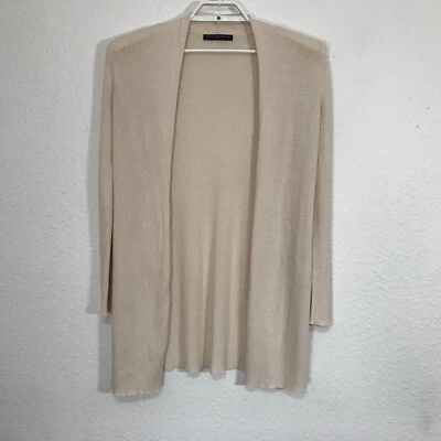 Cárdigan Peruvian Connection S Manga Larga Frente Abierto Beige Pima Algodón Seda Foto 1 de 4