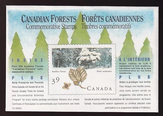 Canada 1990 Acadian Forest pane in Petro-Canada Sponsorship envelope, sc#1283a - Image 1 of 1