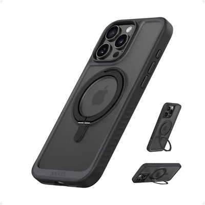 Anker Ultra Magnetic for Iphone 16 Pro Max Case with Sturdy 360° Ring Stand, Mil - Image 1 of 4