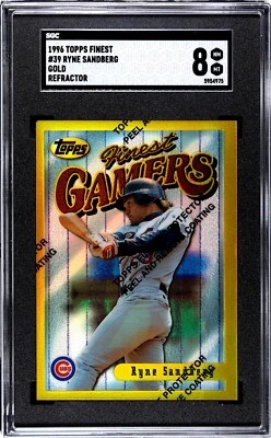 1996 Topps Finest Ryne Sandberg Gold Refractor SGC 8 - Image 1 of 2