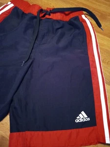 ADIDAS YOUTH LARGE BLUE/RED SWIM SHORTS TRUNKS - Picture 1 of 4