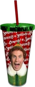 Elf - Santa is Coming 20 oz. Taza de acrílico con pajita (rojo) - Imagen 1 de 1