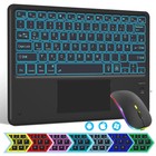 QWERTZ Bluetooth-Touchpad Tastatur Beleuchtet für iPad Android & Windows Tablet